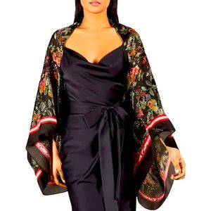 NWT Ted Baker Terrei 100% Silk Metropolis Floral Cape NWT